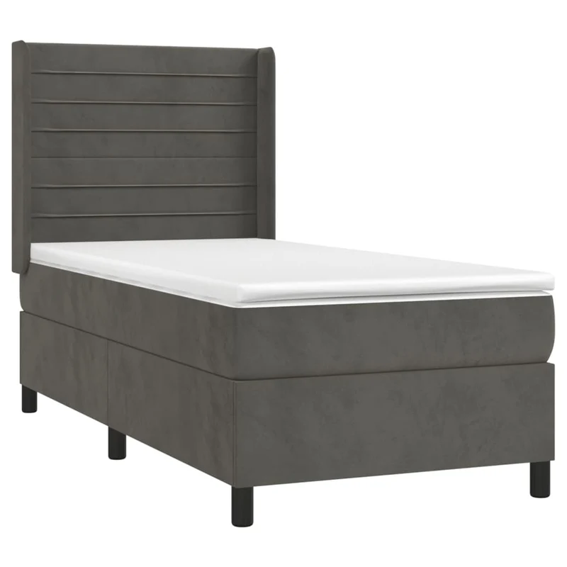 Cadre de lit LED avec sommier tête de lit matelas surmatelas 100x200 cm tissu velours gris foncé TDL0207750