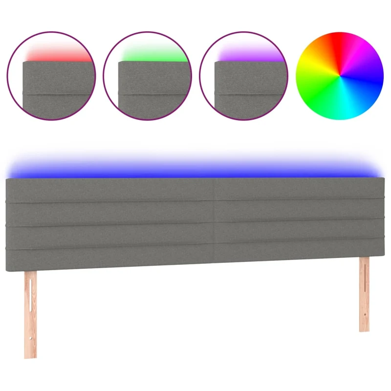Tête de lit accessoire couchage chambre à coucher meuble à LED 160 x 5 x 78/88 cm tissu gris foncé TDL0201119