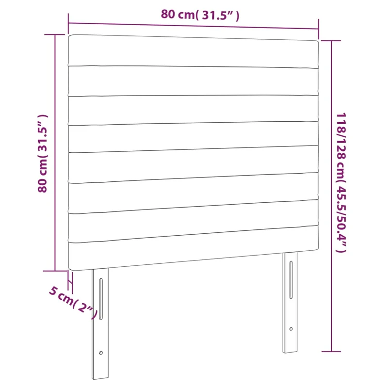 Tête de lit accessoire couchage chambre à coucher meuble à LED 80 x 5 x 118/128 cm tissu gris foncé TDL0201045