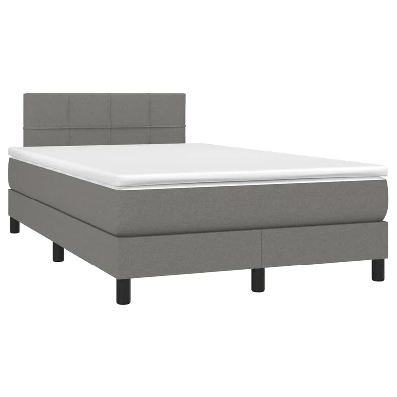 Cadre de lit LED avec sommier tête de lit matelas 120x200 cm tissu gris foncé TDL0208407