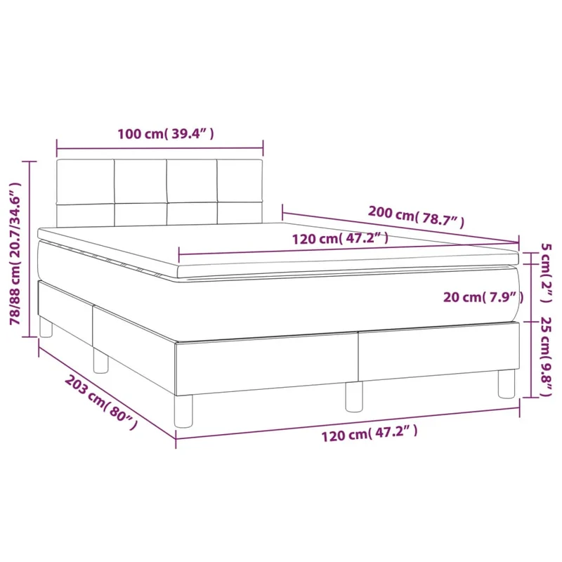 Cadre de lit LED avec sommier tête de lit matelas surmatelas 120x200 cm tissu gris clair TDL0207888