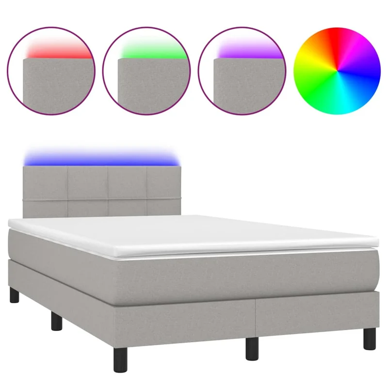Cadre de lit LED avec sommier tête de lit matelas surmatelas 120x200 cm tissu gris clair TDL0207879