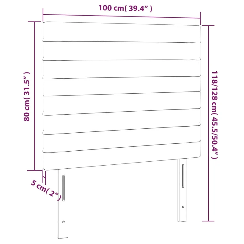 Tête de lit accessoire couchage chambre à coucher meuble 2 parties 100 x 5 x 78/88 cm tissu velours gris clair TDL0206441