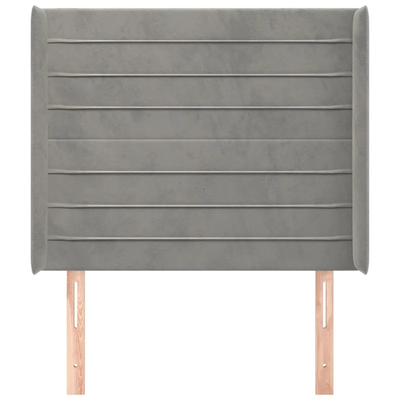Tête de lit accessoire couchage chambre à coucher meuble avec rebord latéral 103 x 16 x 118/128 cm tissu velours gris clair TDL0205317