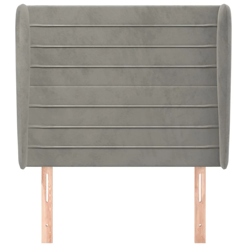 Tête de lit accessoire couchage chambre à coucher meuble avec rebord latéral 103 x 23 x 118/128 cm tissu velours gris clair TDL0205292