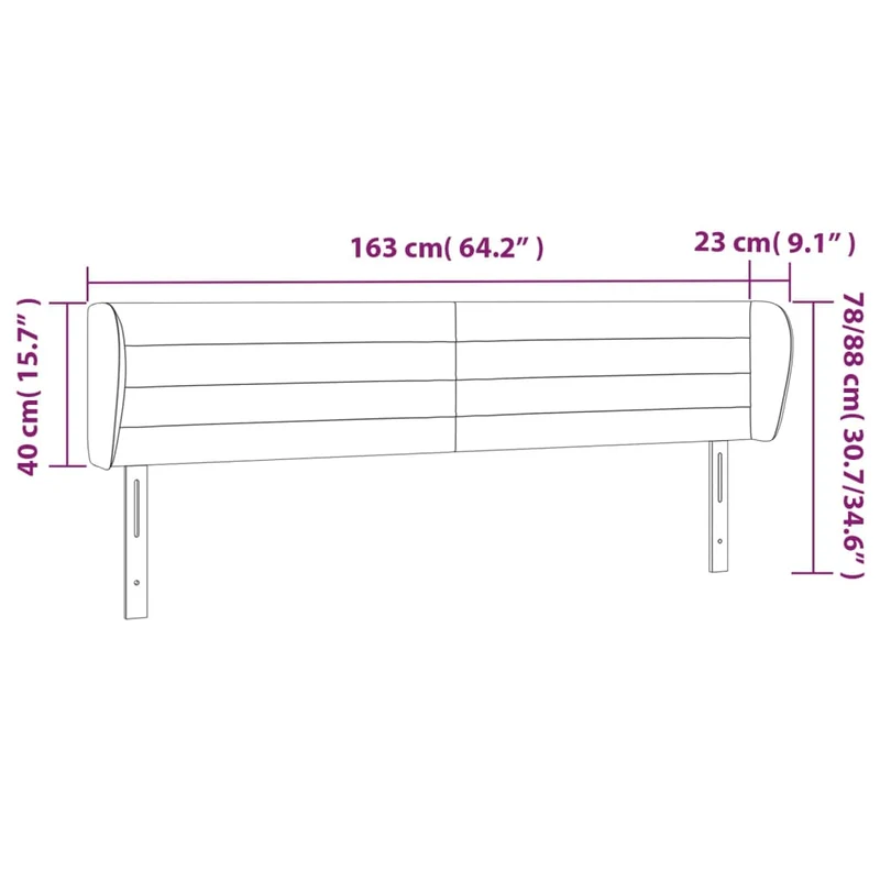 Tête de lit accessoire couchage chambre à coucher meuble avec rebord latéral 163 x 23 x 78/88 cm tissu gris clair TDL0205216
