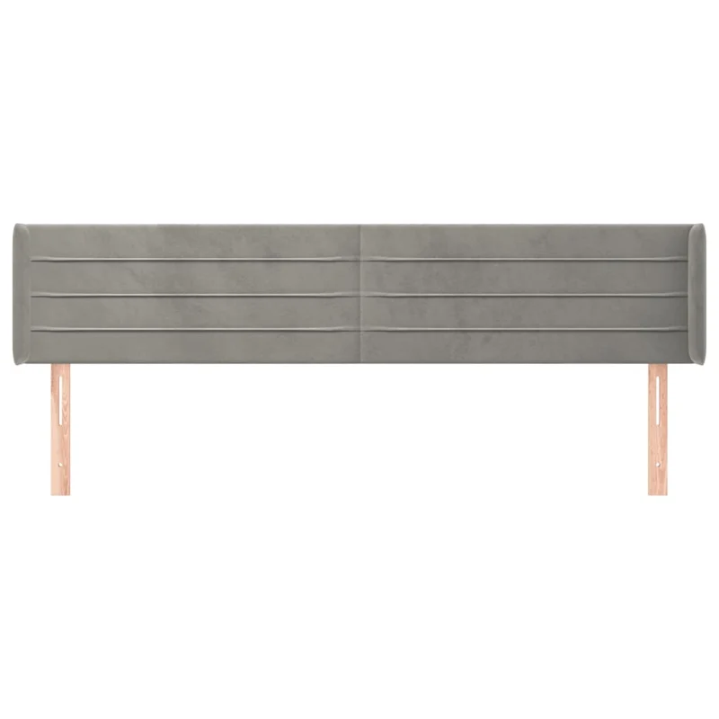 Tête de lit accessoire couchage chambre à coucher meuble avec rebord latéral 203 x 16 x 78/88 cm tissu velours gris clair TDL0205175