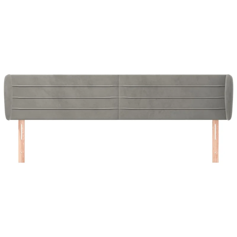Tête de lit accessoire couchage chambre à coucher meuble avec rebord latéral 203 x 23 x 78/88 cm tissu velours gris clair TDL0205151