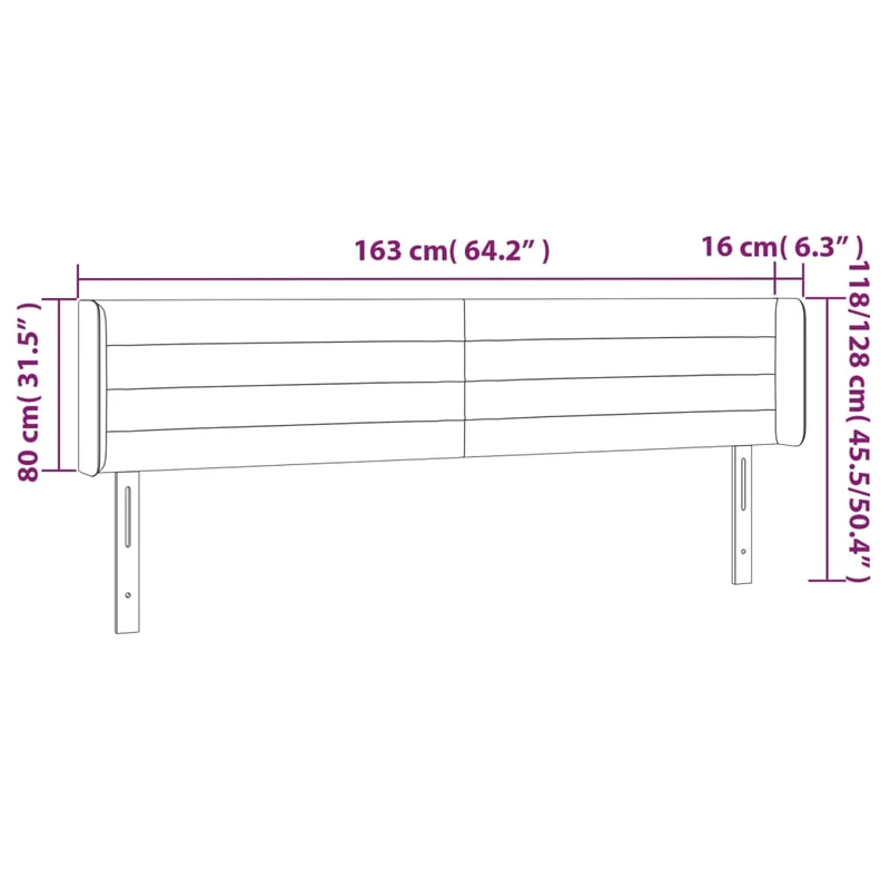 Tête de lit accessoire couchage chambre à coucher meuble avec rebord latéral 163 x 16 x 78/88 cm tissu gris foncé TDL0204983