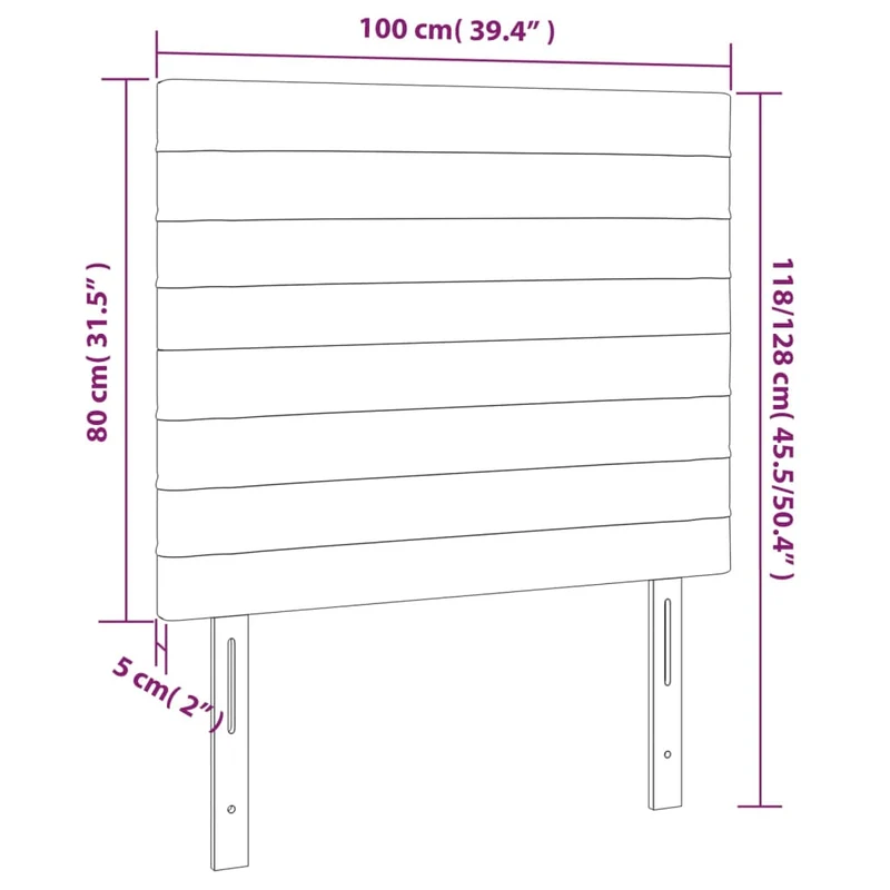 Tête de lit accessoire couchage chambre à coucher meuble à LED 100 x 5 x 118/128 cm tissu velours gris clair TDL0201459
