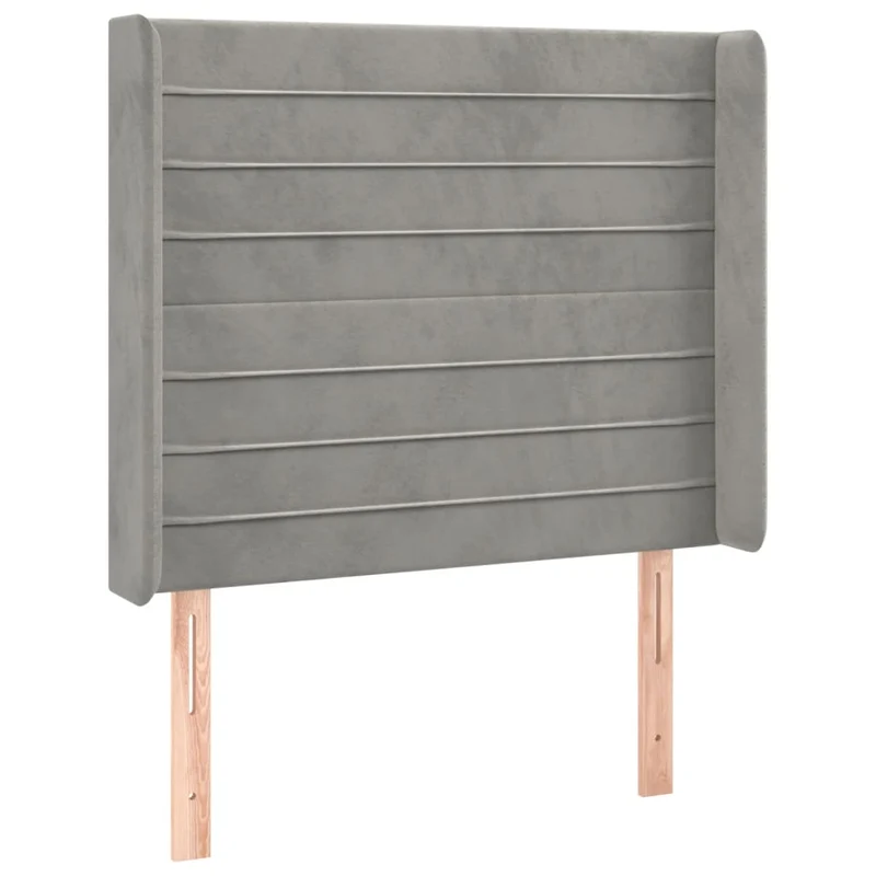 Tête de lit accessoire couchage chambre à coucher meuble à LED 103 x 16 x 118/128 cm tissu velours gris clair TDL0201429