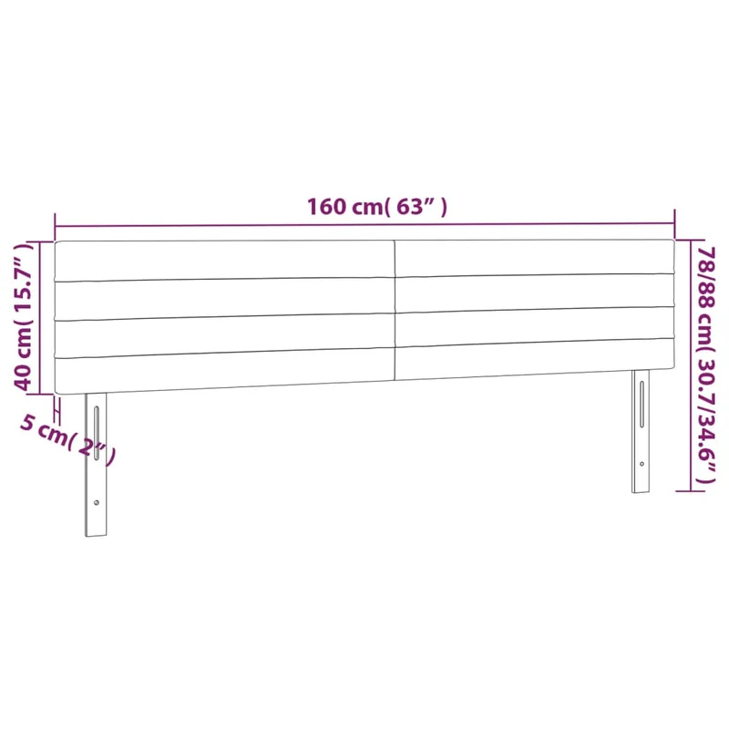 Tête de lit accessoire couchage chambre à coucher meuble à LED 160 x 5 x 78/88 cm tissu gris clair TDL0201364