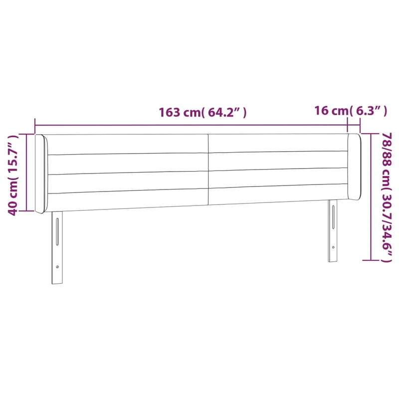 Tête de lit accessoire couchage chambre à coucher meuble à LED 163 x 16 x 78/88 cm tissu gris clair TDL0201352