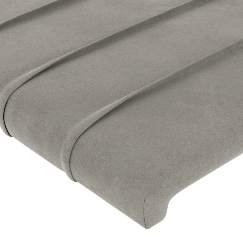 Tête de lit accessoire couchage chambre à coucher meuble à LED 200 x 5 x 78/88 cm tissu velours gris clair TDL0201314