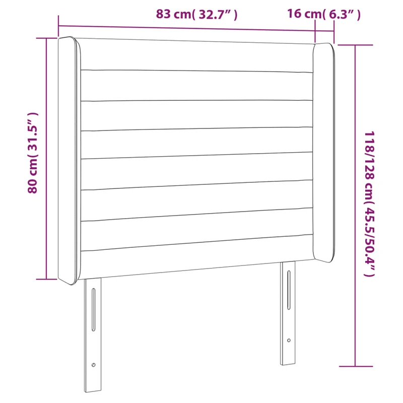 Tête de lit accessoire couchage chambre à coucher meuble à LED 83 x 16 x 118/128 cm tissu gris clair TDL0201262