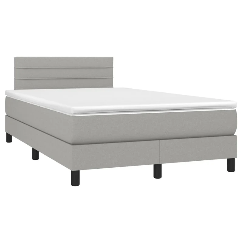 Cadre de lit LED avec sommier tête de lit matelas surmatelas 120x200 cm tissu gris clair TDL0207898