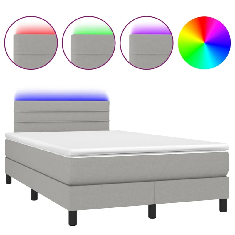 Cadre de lit LED avec sommier tête de lit matelas surmatelas 120x200 cm tissu gris clair TDL0207898