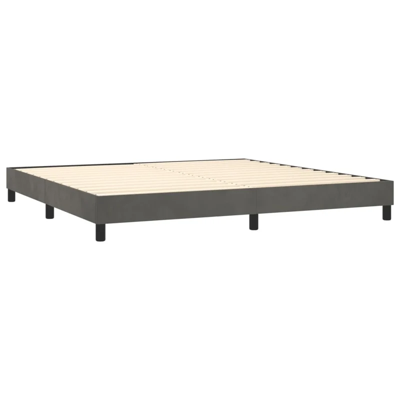 Cadre de lit LED avec sommier tête de lit matelas surmatelas 200x200 cm tissu velours gris foncé TDL0207682