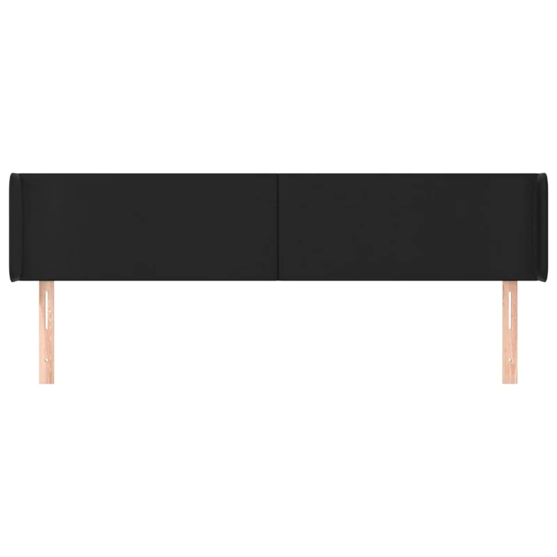 Tête de lit accessoire couchage chambre à coucher meuble avec rebord latéral 203 x 16 x 78/88 cm synthétique noir TDL0204496