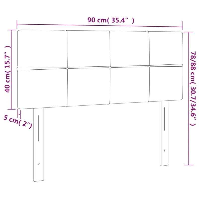 Tête de lit accessoire couchage chambre à coucher meuble 90 x 5 x 78/88 cm tissu gris foncé TDL0203169