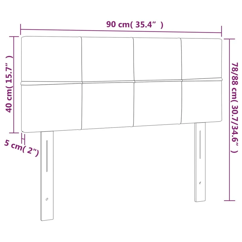 Tête de lit accessoire couchage chambre à coucher meuble 90 x 5 x 78/88 cm tissu noir TDL0202076