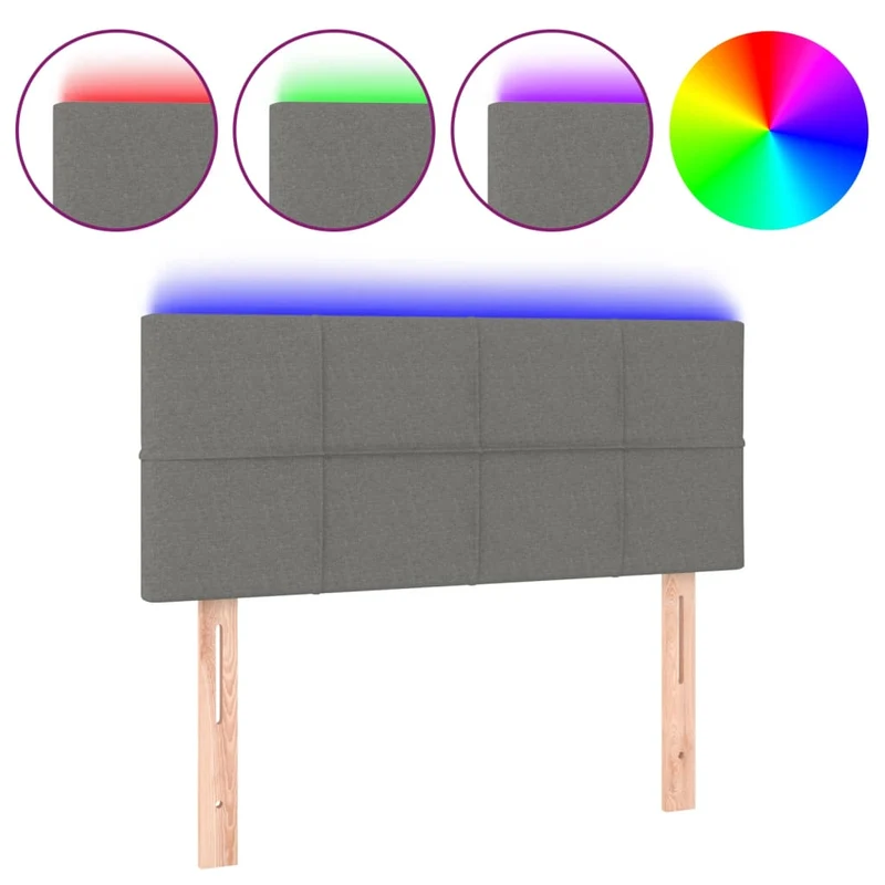 Tête de lit accessoire couchage chambre à coucher meuble à LED 90 x 5 x 78/88 cm tissu gris foncé TDL0201001