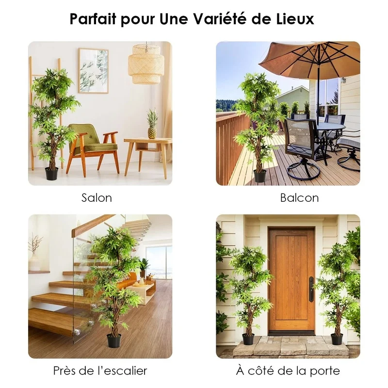 Arbre plante artificielle avec pot plastique pour intérieur ou extérieur 19 x 19 x 160cm 20_0000107