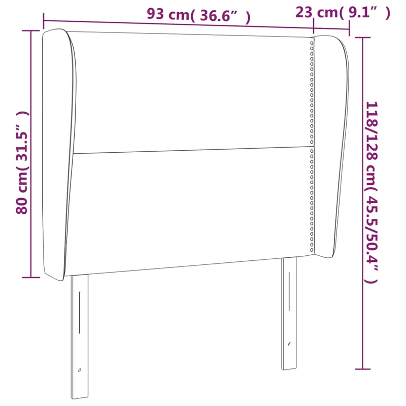 Tête de lit accessoire couchage chambre à coucher meuble avec rebord latéral 93 x 23 x 118/128 cm synthétique noir TDL0204392
