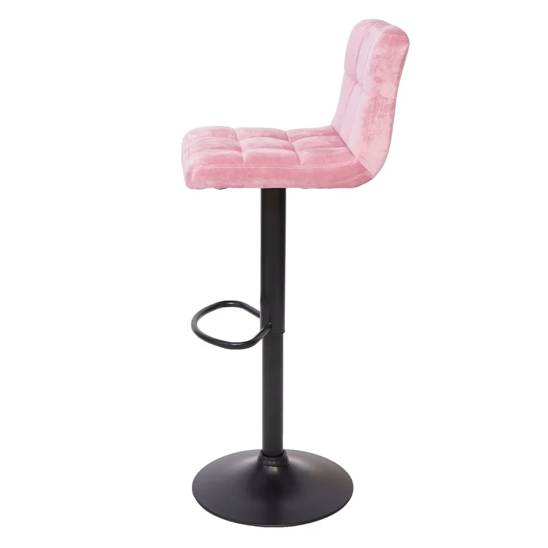 Lot de 2 tabourets de bar réglable en hauteur tissu velours rose velvet peids en métal noir 04_0000152