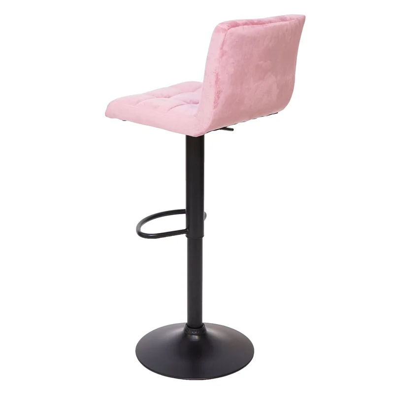 Lot de 2 tabourets de bar réglable en hauteur tissu velours rose velvet peids en métal noir 04_0000152