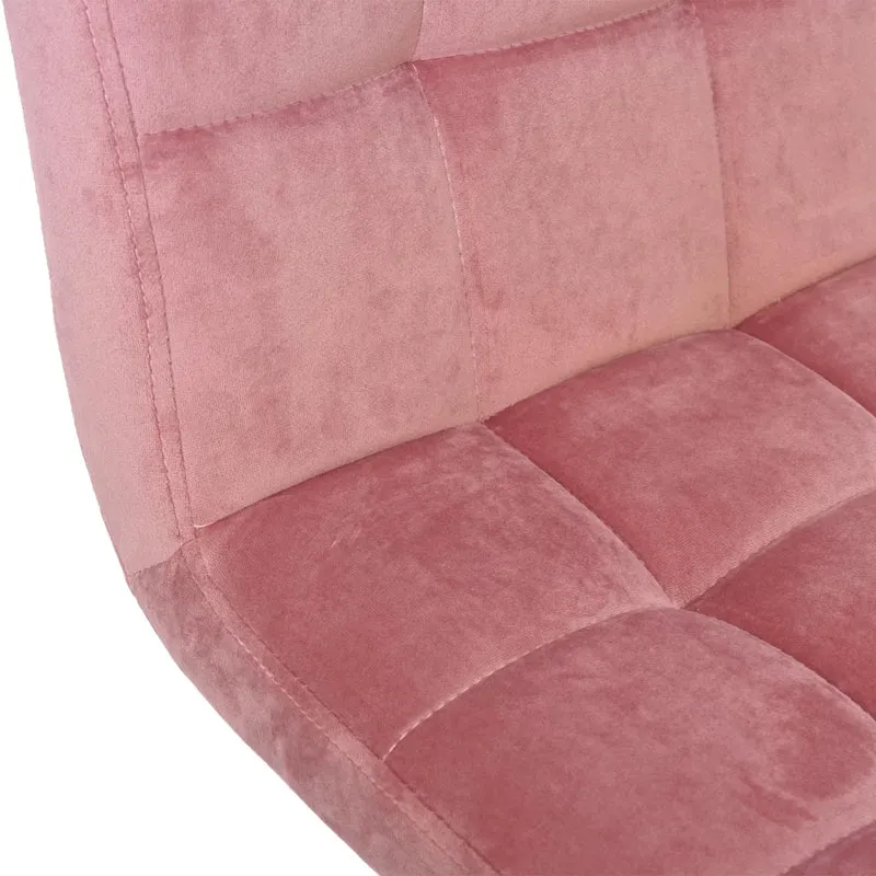 Lot de 2 tabourets de bar réglable en hauteur tissu velours rose velvet peids en métal noir 04_0000152