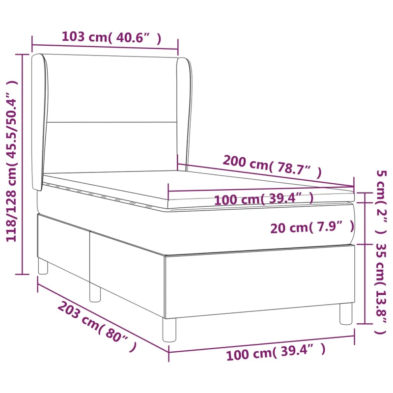 Cadre de lit LED avec sommier tête de lit matelas 100x200 cm tissu gris foncé TDL0208441