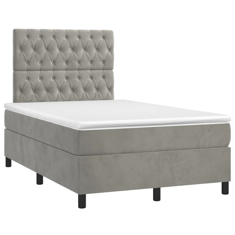 Cadre de lit LED avec sommier tête de lit matelas surmatelas 120x200 cm tissu velours gris clair TDL0207869