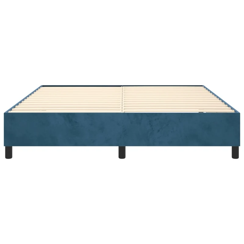 Sommier à lattes sur pieds cadre de lit 160x200 cm tissu velours bleu foncé TDL0207309