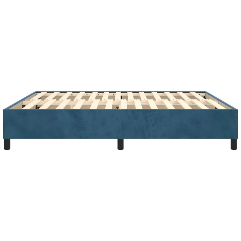Sommier à lattes sur pieds cadre de lit 160x200 cm tissu velours bleu foncé TDL0207309