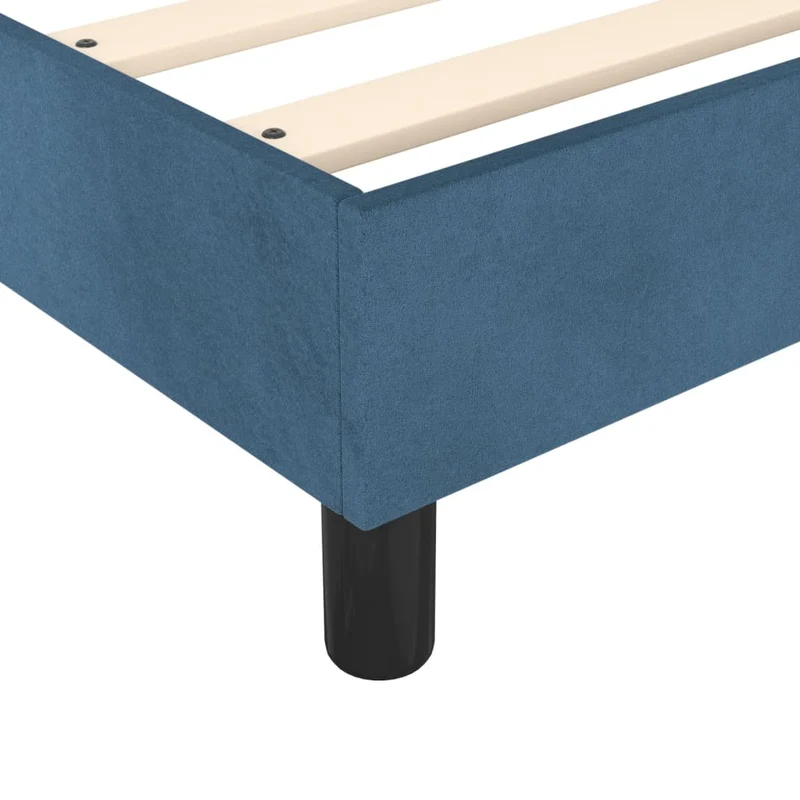 Sommier à lattes sur pieds cadre de lit 160x200 cm tissu velours bleu foncé TDL0207309
