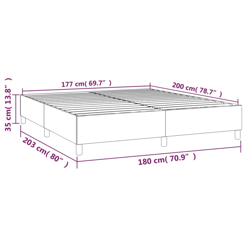 Sommier à lattes sur pieds cadre de lit 180x200 cm tissu crème TDL0207256