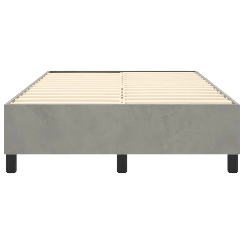 Sommier à lattes sur pieds cadre de lit 120x200 cm tissu velours gris clair TDL0207202