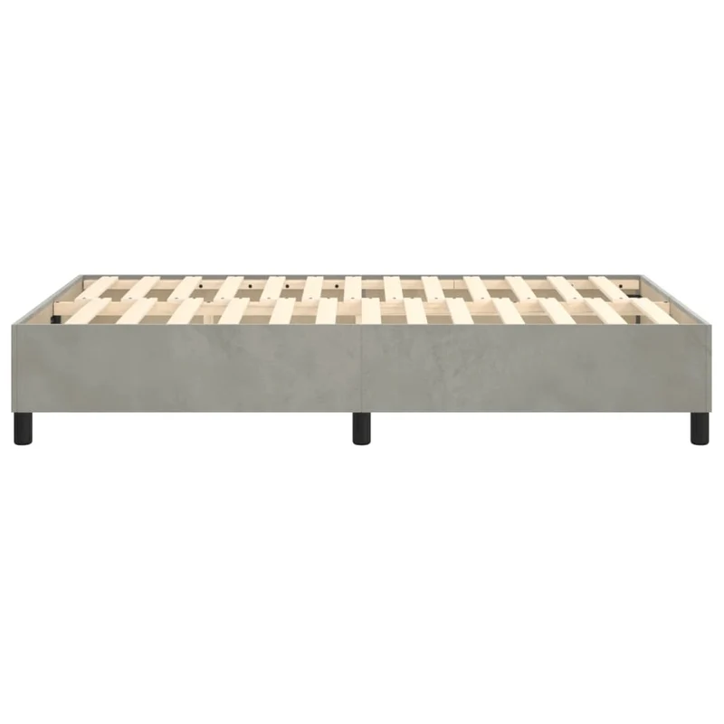Sommier à lattes sur pieds cadre de lit 120x200 cm tissu velours gris clair TDL0207202