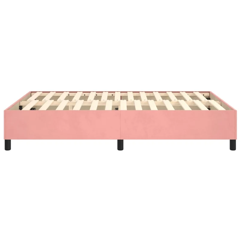 Sommier à lattes sur pieds cadre de lit 140x200 cm tissu velours rose TDL0206958