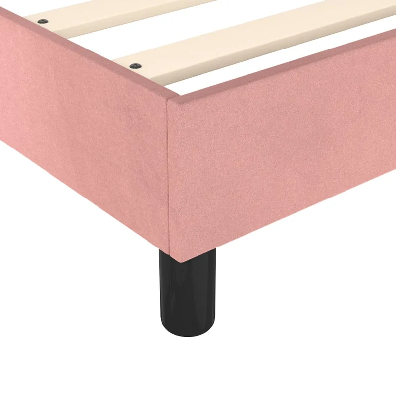 Sommier à lattes sur pieds cadre de lit 140x200 cm tissu velours rose TDL0206958