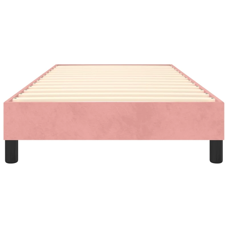 Sommier à lattes sur pieds cadre de lit 100x200 cm tissu velours rose TDL0206963