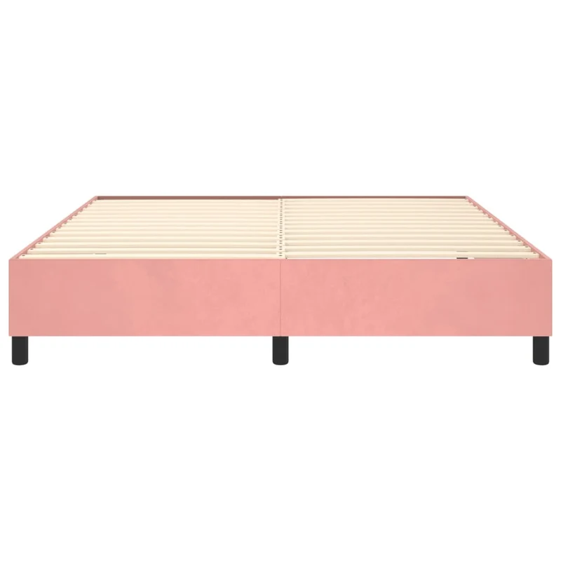 Sommier à lattes sur pieds cadre de lit 180x200 cm tissu velours rose TDL0206955