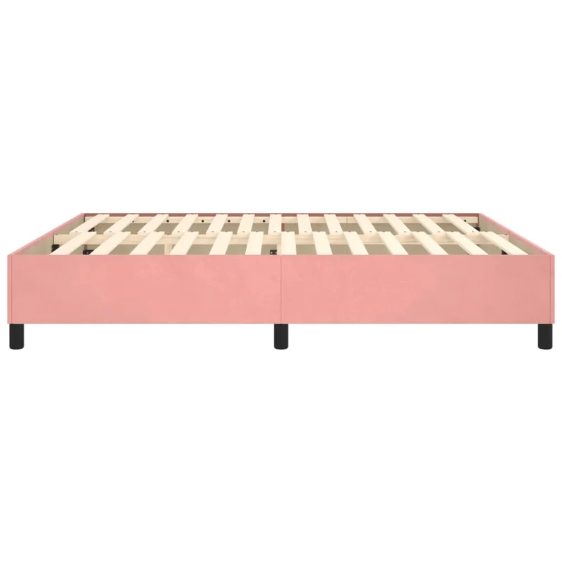 Sommier à lattes sur pieds cadre de lit 180x200 cm tissu velours rose TDL0206955