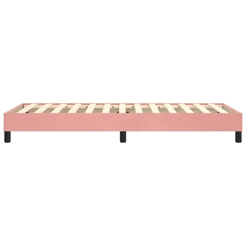 Sommier à lattes sur pieds cadre de lit 90x190 cm tissu velours rose TDL0206949