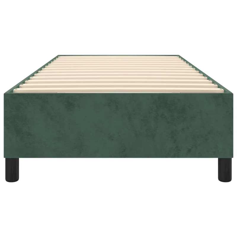 Sommier à lattes sur pieds cadre de lit 80x200 cm tissu velours vert foncé TDL0206876