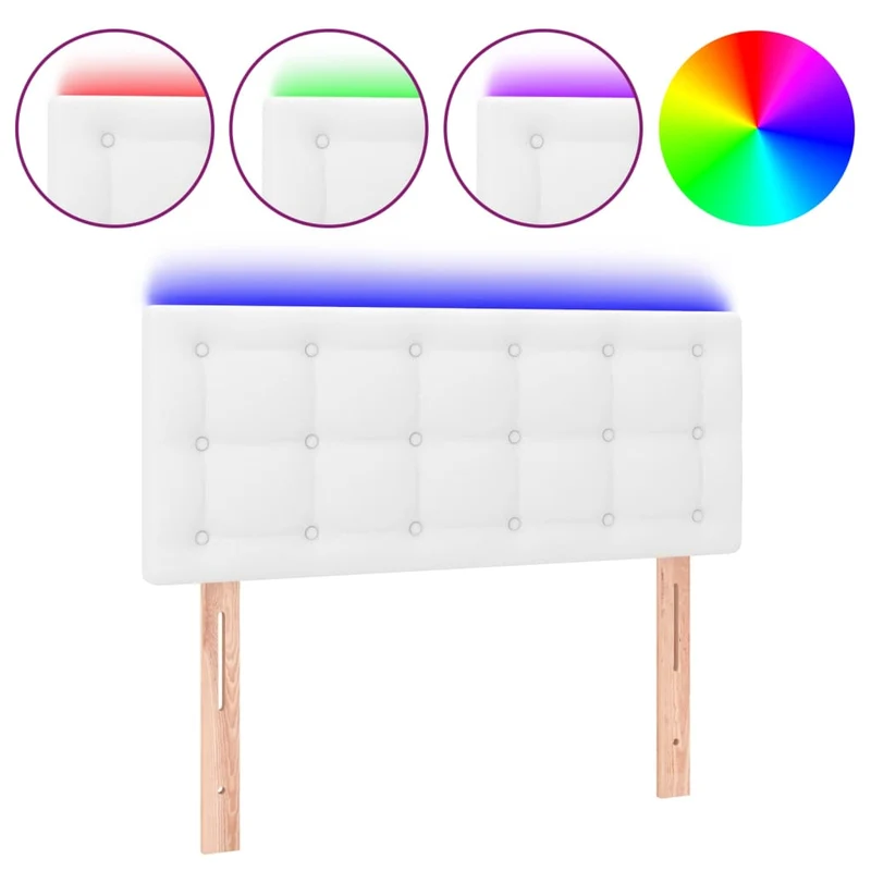 Tête de lit accessoire couchage chambre à coucher meuble à LED capitonné 100 x 5 x 78/88 cm synthétique blanc TDL0201951