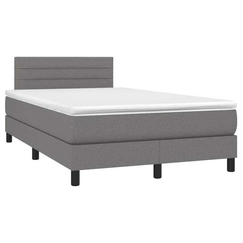 Cadre de lit LED avec sommier tête de lit matelas 120x200 cm tissu gris foncé TDL0208414