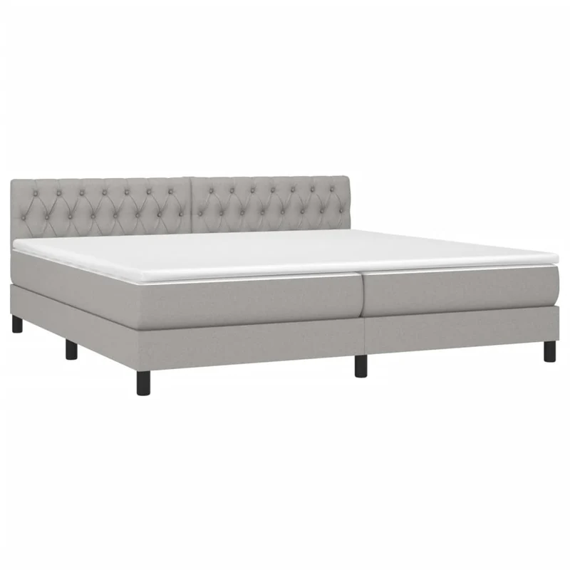 Cadre de lit LED avec sommier tête de lit matelas surmatelas 200x200 cm tissu gris clair TDL0207794