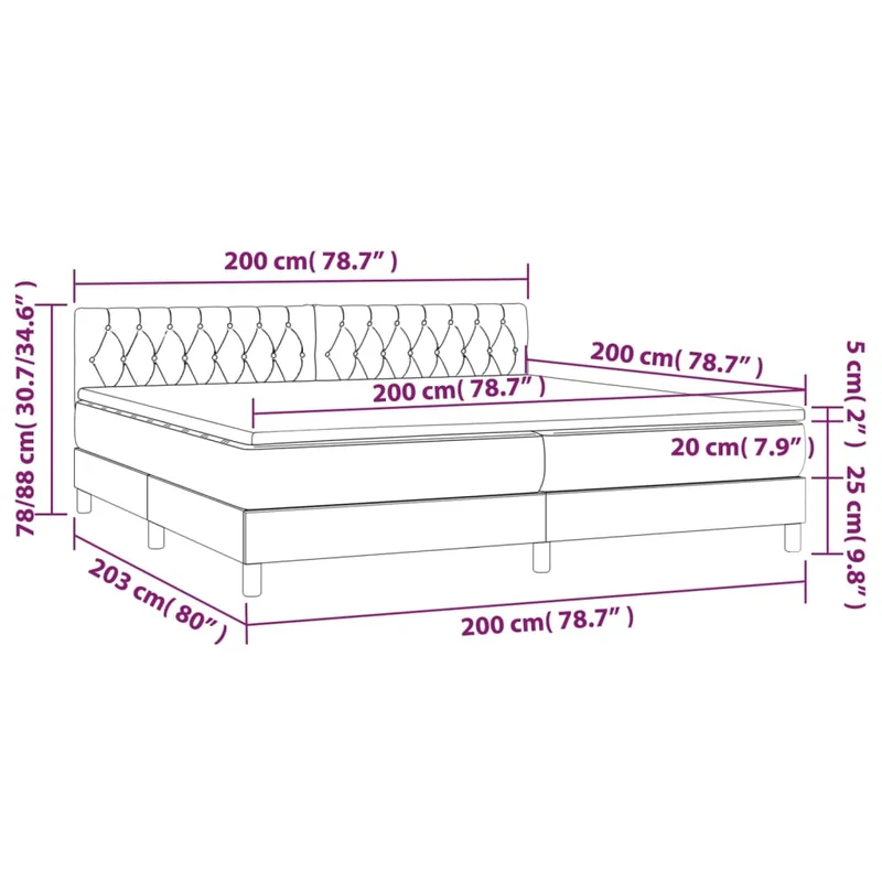 Cadre de lit LED avec sommier tête de lit matelas surmatelas 200x200 cm tissu gris clair TDL0207777